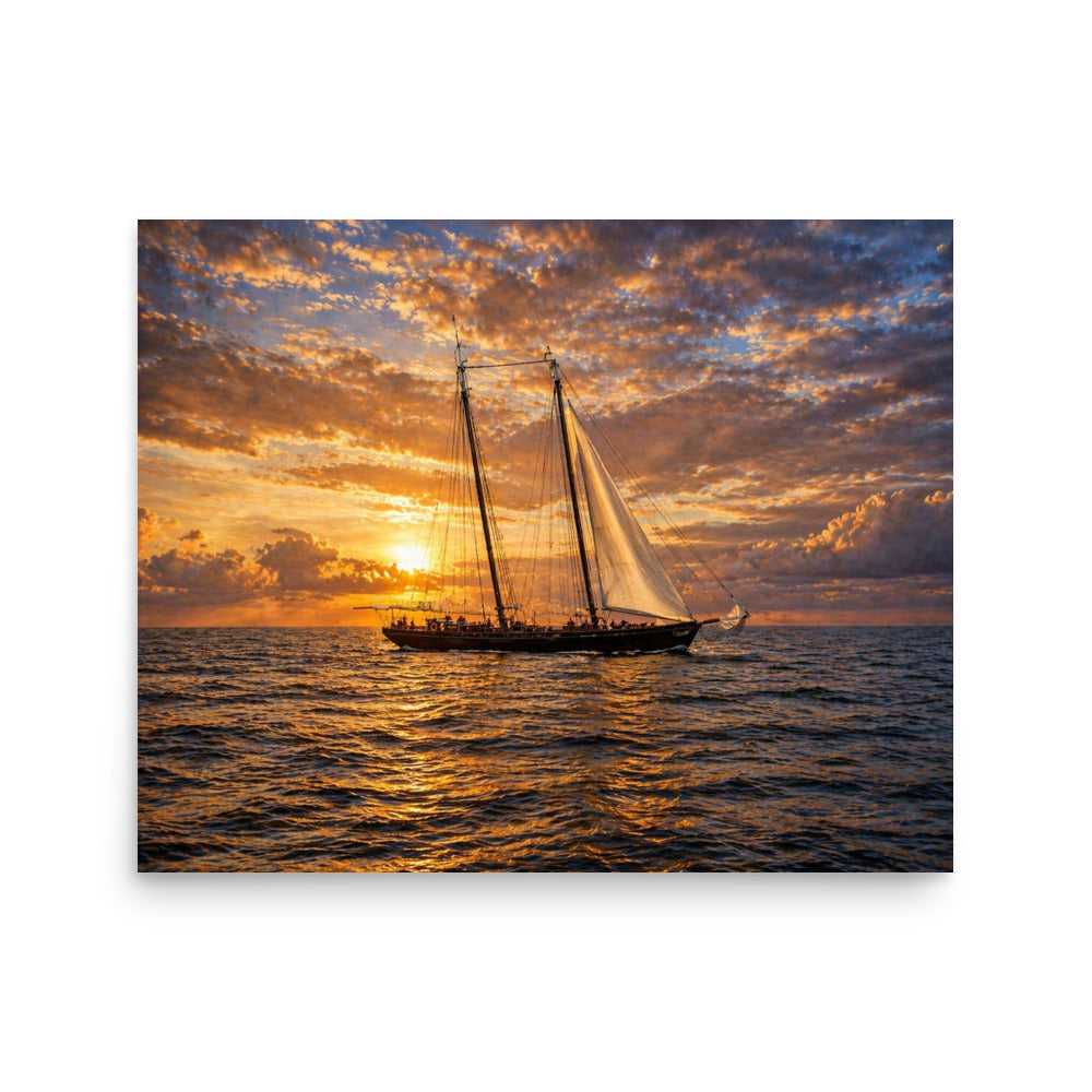 Schooner at Sunrise 16x20 photographic art print on matte paper