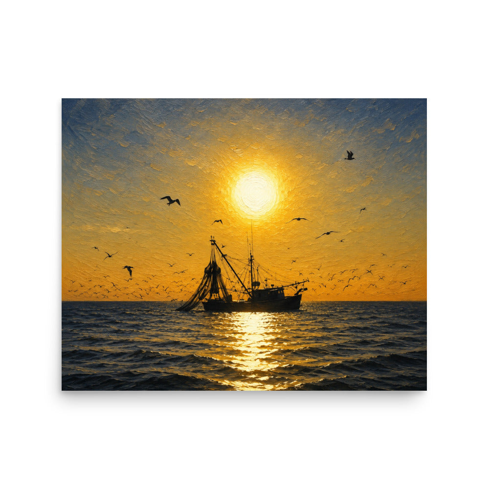 Shrimp Boat at Sunset 16x20 photographic art print on matte paper