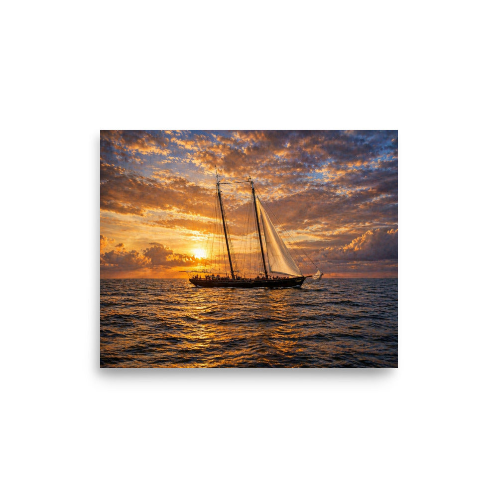 Schooner at Sunrise 8x10 photographic art print on matte paper