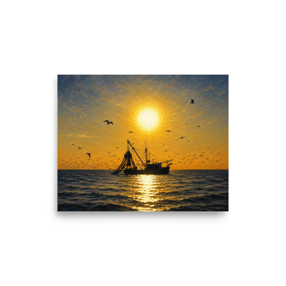 Shrimp Boat at Sunset 8x10 photographic art print on matte paper