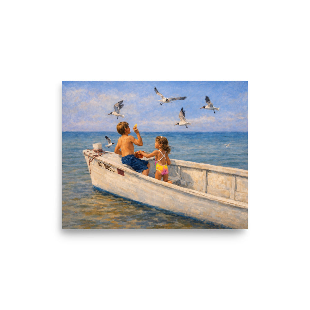 Children in the Skiff 8x10 photographic art print on matte paper