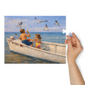 Children in the Skiff 252 piece jigsaw puzzle, Southern Outer Banks coastal photography